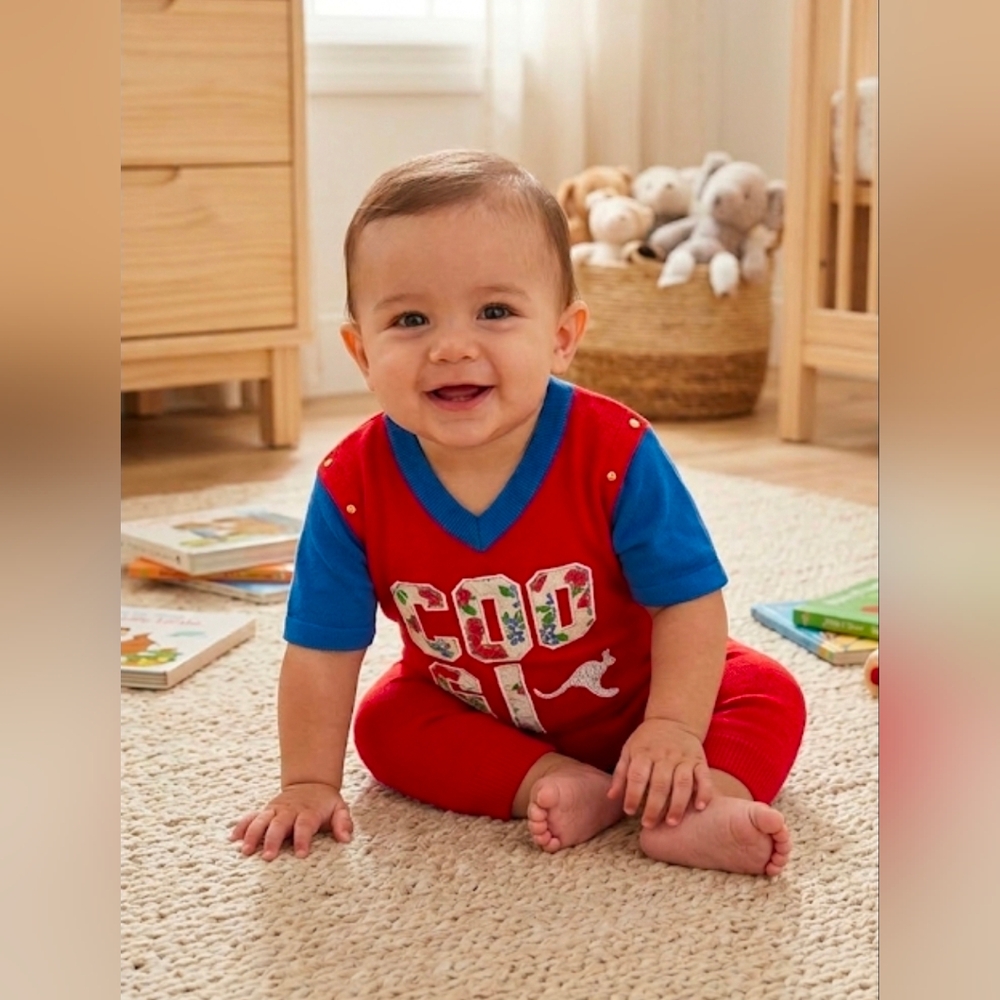 COOGI Red and Blue Baby Romper 7-8M